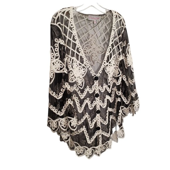 Pretty Angel Jackets & Blazers - Pretty Angel XL Jacket Silk Lace Embellished Soutache Button Front Layer Sheer